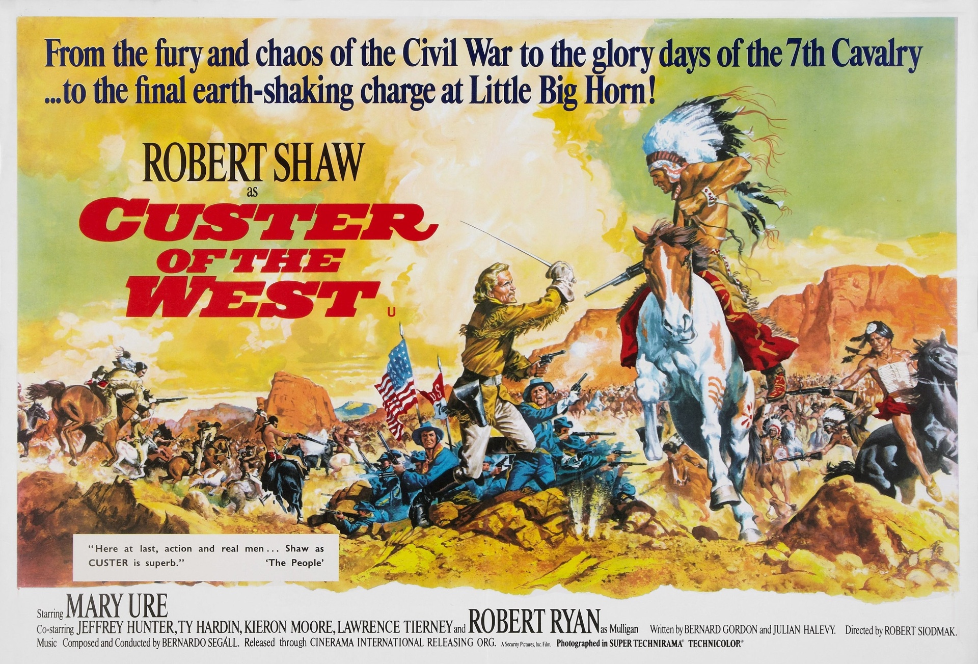 Vintage movie poster for Custer of the West starring Robert Shaw