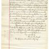 Handwritten letter on lined paper with red margin line, stamped at the bottom.