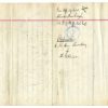 Lined paper with red margin line, positioned horizontally and folded in four with writing on the third from left crease.