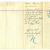 Script on ruled paper with red margin line, horizontally orientated, folded in four, with writing on the third column and stamped on the fourth.